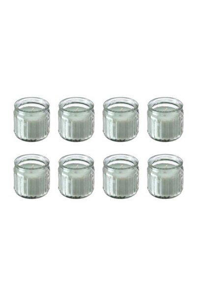 IKEA HÖKGÖK 8-Piece Scented Glass Candle Set – Apple, Light Green, 12-Hour Burn