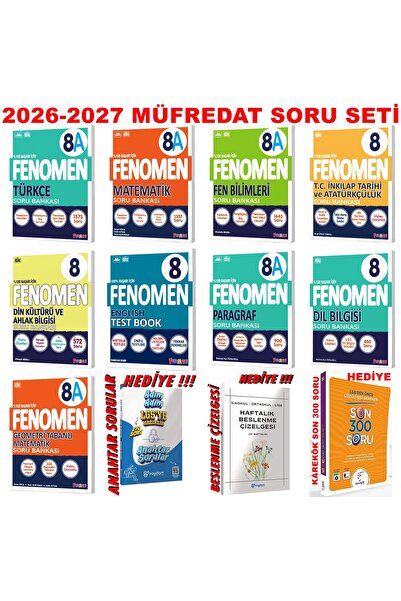 Fenomen Yayıncılık 2026-2027 MÜFREDAT LGS 8.SINIF TÜM DERSLER SORU SETİ FENOMEN A SERİSİ
