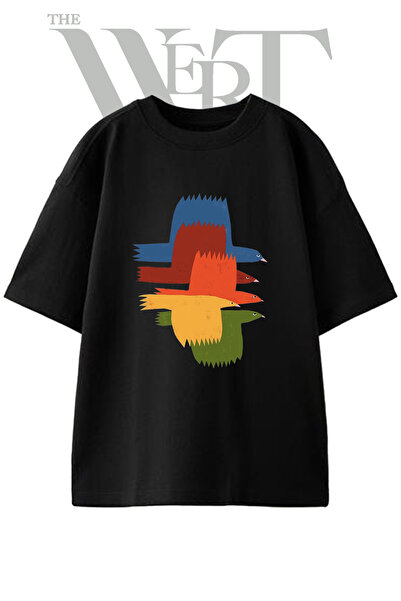 THEWERT Μπλουζάκι Ucan Kuslar με στάμπα, Unisex, Μαύρο, Oversize