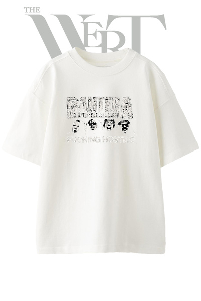THEWERT Pantera Design štampana unisex bela majica prevelikog kroja
