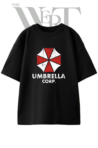 THEWERT Umbrella Corp_1 dizajn, štampana unisex crna majica prevelikog kroja