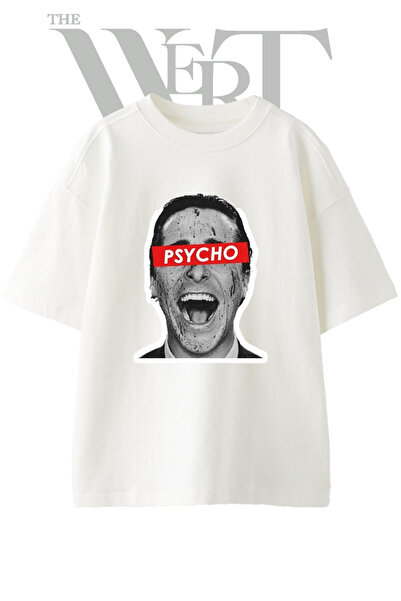 THEWERT American Psycho Design štampana unisex bela majica prevelikog kroja
