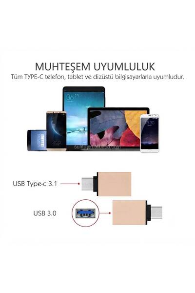 TEKNOTİMER Siyah Küçük ve Kullanışlı Type-c Usb 3.1 Dönüştürücü Adaptör