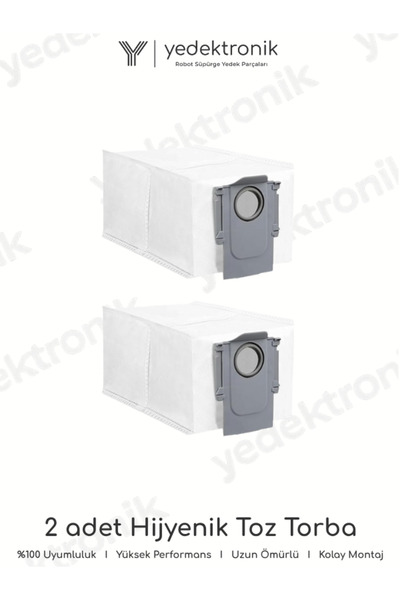 Roborock QRevo C / QRevo C Pro / QRevo Curv / QRevo Curv 5A1 / QRevo Edge 5V1 Uyumlu 2'li Hijyenik Toz Torbası Seti | Yüksek Kalite