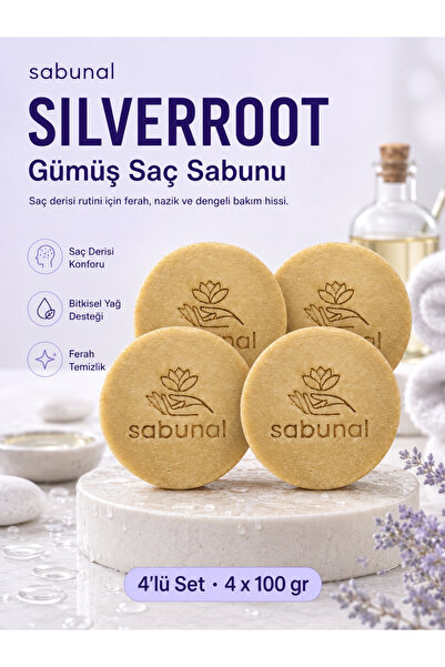sabunal Silverroot Silver Hair Soap 4 Pcs - Care Soap for Scalp, Fresh Cleani...