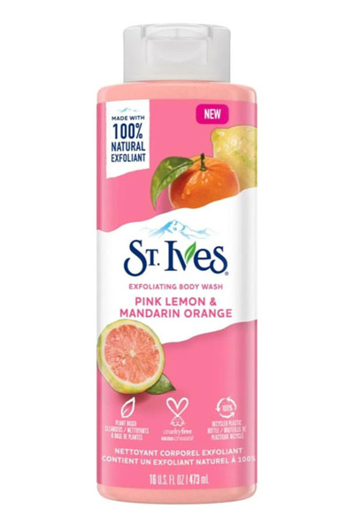 St. Ives غسول الجسم المقشر بالليمون الوردي والبرتقال الماندرين 473 مل (16 أون...