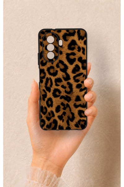Vip Case Huawei Nova Y70 Uyumlu Koyu Leopar Deri Desenli Silikon Kılıf