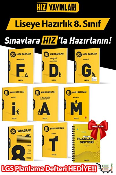 Hız Yayınları 8. Sınıf Soru Bankası Seti LGS Planlama Defteri Hediyeli