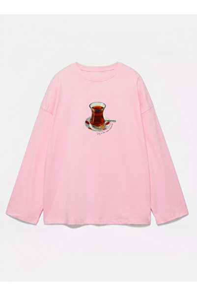 Disante 100% bumbac Oversize Fit Ceaiul este personajul principal Imprimat - ...
