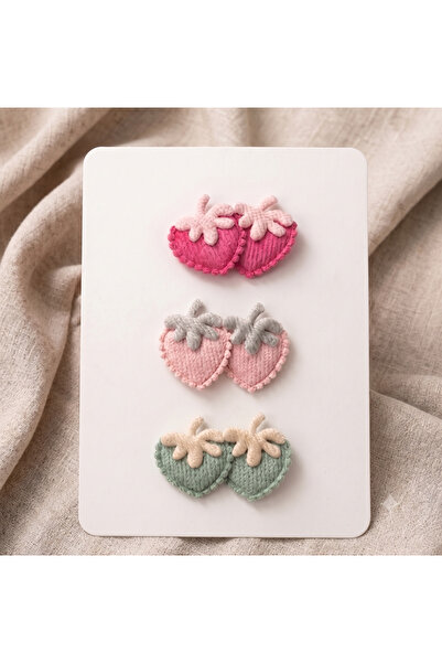 Jeevee 3-Piece Soft Textured Double Strawberry Hair-Free Baby Hair Clip Set