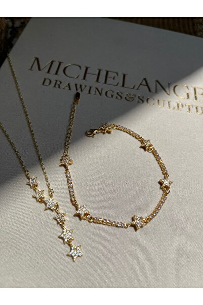 IrazErezJewelry Çelik yıldız Zirkon taşlı bileklik kolye