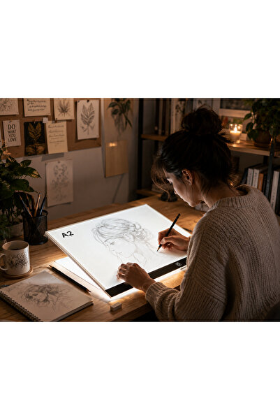 TechTic A2 Işıklı Çizim Tableti LED Kopyalama Çizim Panosu Tattoo Mimari Tasa...