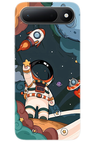 TECNO Spark 50 5G (KN8) Uyumlu Kılıf Desen Baskılı Silikon Astronot STK:696 C...