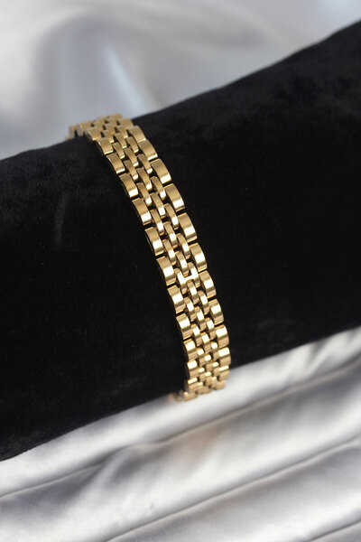 Mega Bazaar 316L Steel 9 mm Thick Gold Color Men's Bracelet