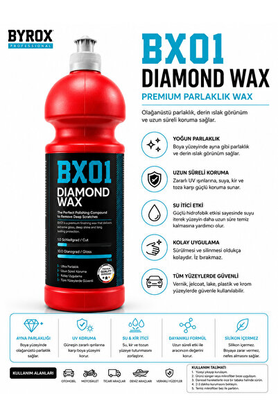 BX01 Diamond Wax 1000 ML | Premium Parlaklık Waxı | Boya Koruyucu Oto Wax cila