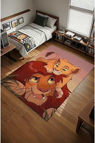 Milura Aslan Kral Mufasa Ve Sevimli Simba Dijital Baskılı Kaymaz Taban Oyuncu...