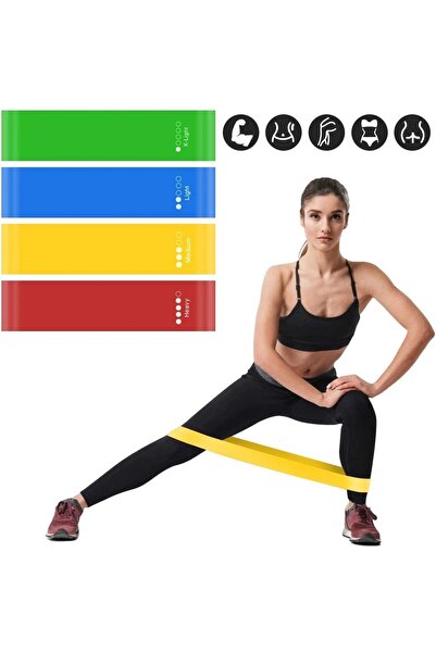 Generic Brand Set de 4 benzi elastice rezistenta din latex, pentru antrenamen...