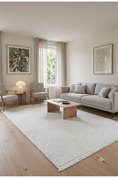 VEJA HOME Afya Modern Geometrik Dokuma Halı Yıkanabilir İnce Kaymaz Taban Yol...
