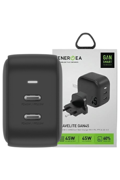 Energea Încărcător Pd-Pps 45W 2Xusb-C Pentru Iphone 12 13 14 15 Travelite Gan45