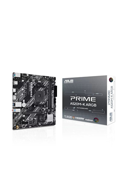 ASUS PRIME A520M-K ARGB Motherboard, AMD A520, AM4, mATX