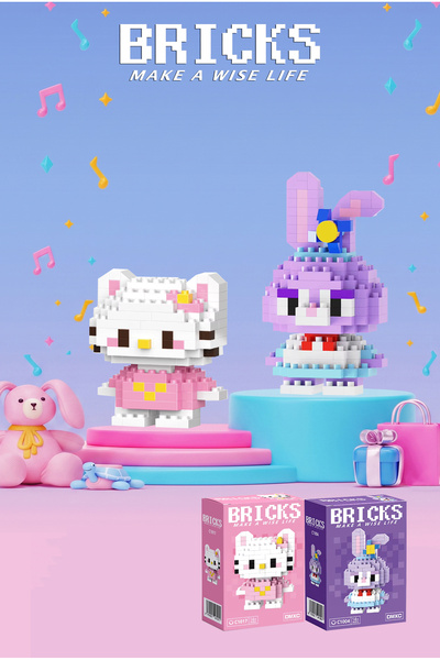 Bricks make a wise life Hello Kitty ve StellaLou 3D Yapboz - İkili Set - Mikr...
