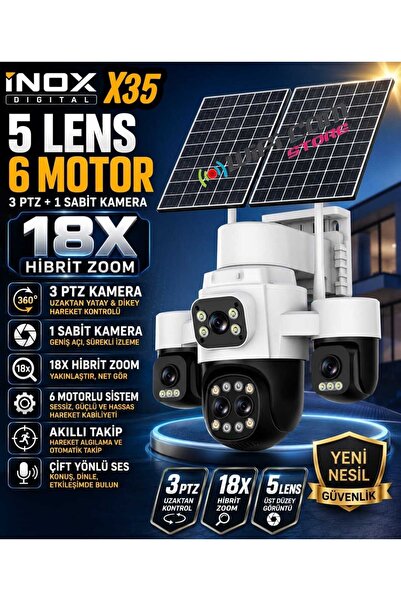 İnox X35 5 Lensli 6 Motorlu Hibrit Zoom 4G Solar Kamera