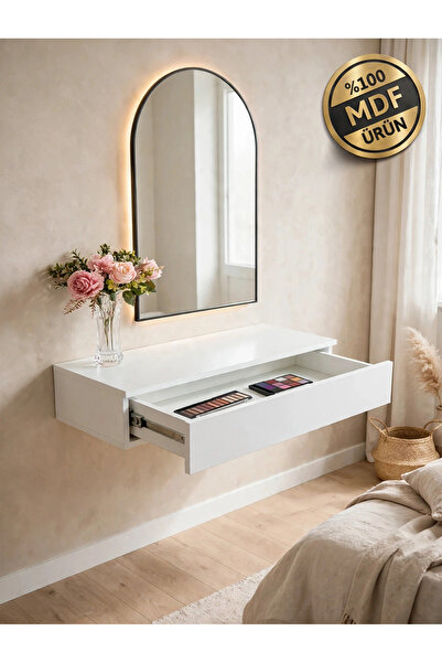 ENG AHŞAP MDF Makyaj Masası Dresuar Çekmeceli Duvara Montajlı 60*30