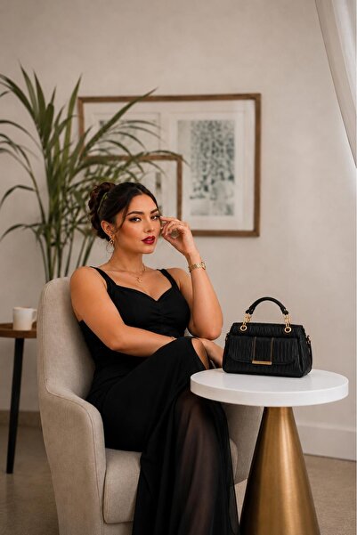 Bluewhs Women's Black Soft Textured Premium Shoulder and Crossbody Handbag – Large Volume Stylish Everyday Bag