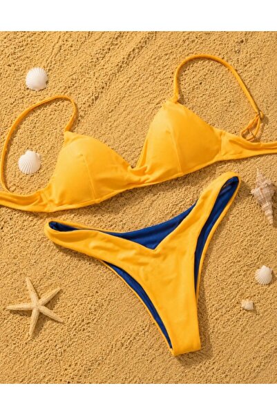 Nobrand Costum de baie damă 2 piese, sutien triunghi cu burete detașabil și s...