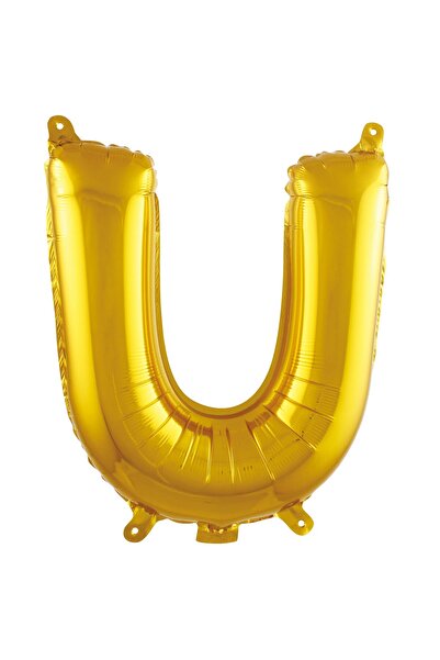 Parti Dükkanı 16 Inch 36 cm Gold U Letter Foil Balloon Birthday Name Letterin...
