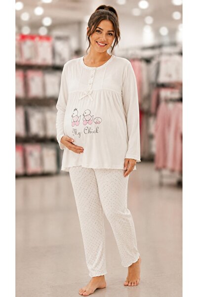 ROSALINDA Chick Patterned Long Sleeve Maternity Pajama Set