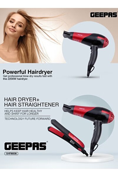 Geepas GHF86036 2-in-1 Travel Kit of Hair Dryer and Hair Straightener, Profes...