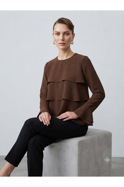 TUĞBA ERGÜL Basic Women's Ayrobin Ruffle Detailed Blouse