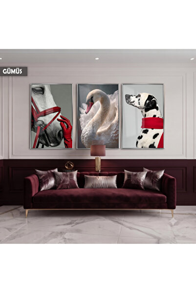 Harika bir ev Modern Noble Animals Concept with Burgundy Accents |   Framed G...