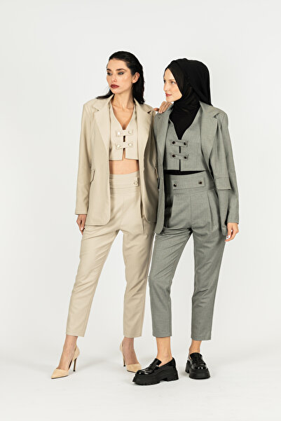 byözlemyazan Suit Woven Lined Buttoned Blazer Jacket