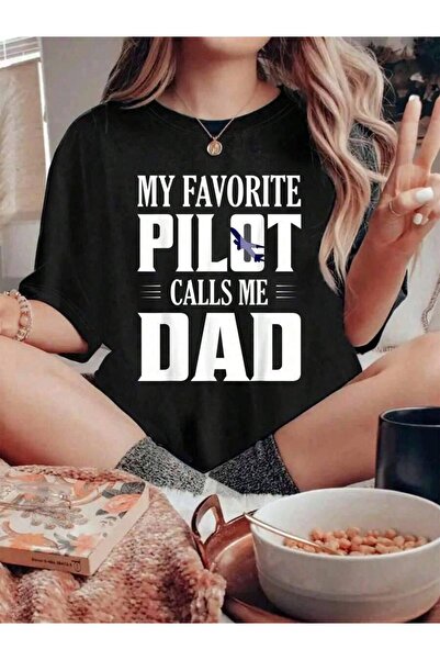 9TAY تي شيرت My Favorite Pilot Calls Me Dad Aviation Airline، تي شيرت نسائي ق...