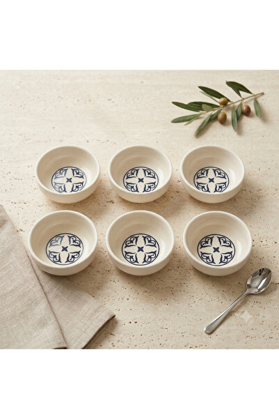 Tezyinat Wood Ahenk 8 cm 6-Piece Porcelain Breakfast Presentation-Snack Bowl Set