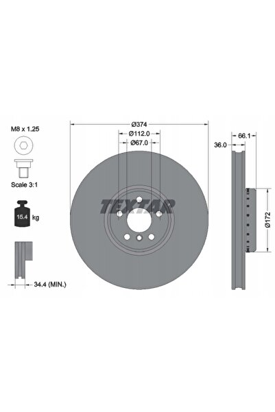 TEXTAR 92290225 DISC NEDIFINIT. BMW P. 2/3/4/5/6/7/8/X5/X6/X7 2.0-4.4 15- PR