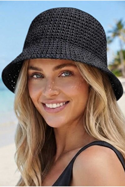 Mood Agenda Women Straw Weave Bucket Hat Crochet Bohemian Beach and Sun Hat