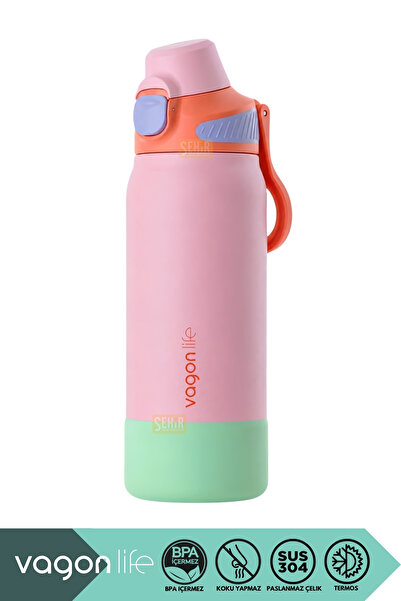 Vagonlife 700ml Yeni Koleksiyon Düz Renkli Pipetli/Pipetsiz Kullanım Kulplu K...