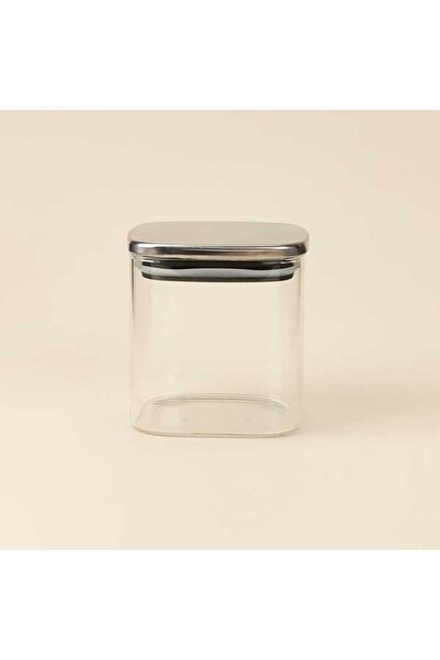 BALSA Metal Kapaklı Cam Kavanoz - Şeffaf / Gri - 600 ml