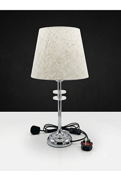 HomeNew Silver Table Lamp with Beige Fabric Shade - Cozy Illumination and Sop...