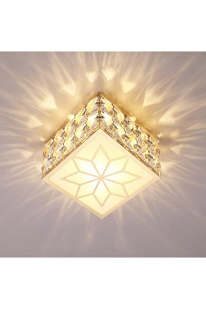 Laleluli Candelabru LED din cristal, auriu, pătrat, 20 x 20 x 10 cm, 24W, LAL...