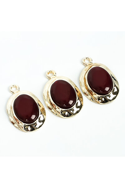 yfhobi 1 Adet - 33 mm Kahve Renk Taşlı Oval Uç, Charm Uç, Altın Kaplama 1.Kal...
