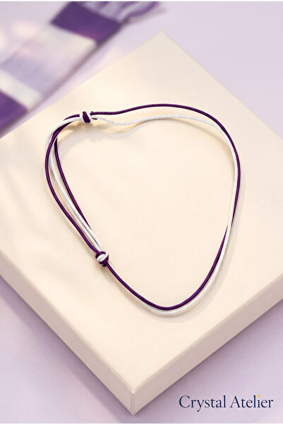 Crystal Atelier Purple White Rope Bracelet Adjustable Unisex Handmade Macrame...