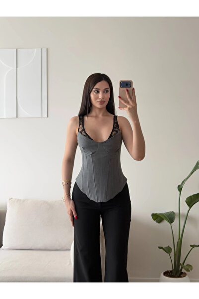 Zoom Butik Dantel Askılı Korse Bluz