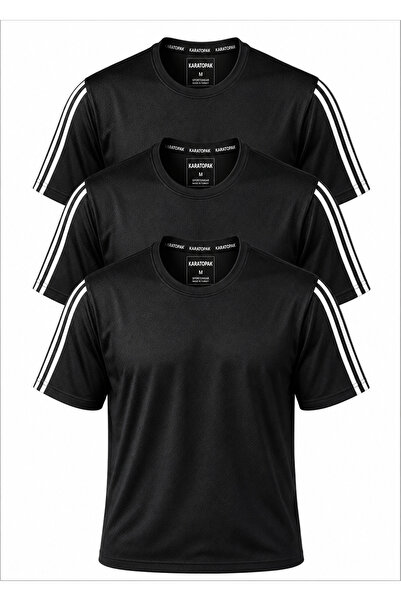 Karatopak 3-Piece Sleeve Stripe Quick Dry Breathable Fabric Sports T-Shirt