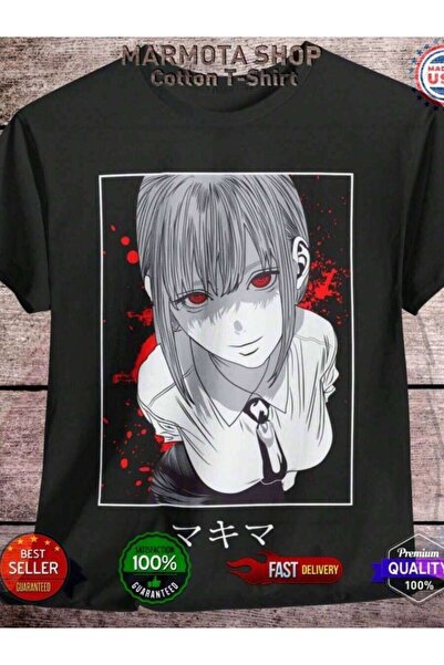 4CR تي شيرت Power Waifu Ecchi Anime Tee-Shirt Makima Kawaii Devil