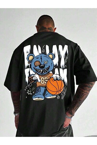 4Car Fashionable Men's Summer Basketball Toy Bear Letter Print Comfortable An...