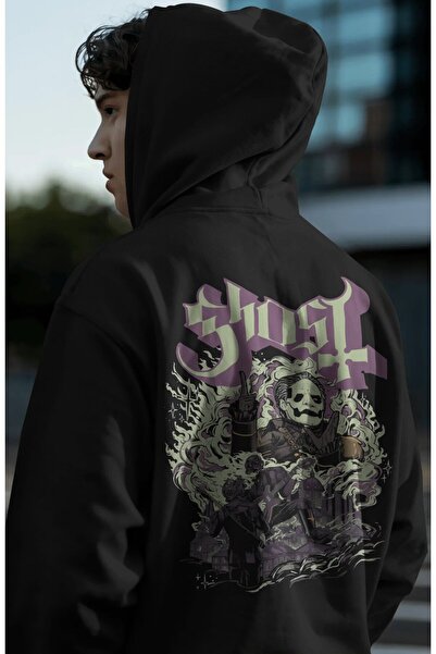 SEVBANO Hanorac premium oversize unisex cu imprimeu pe spate Ghost Rock Metal...